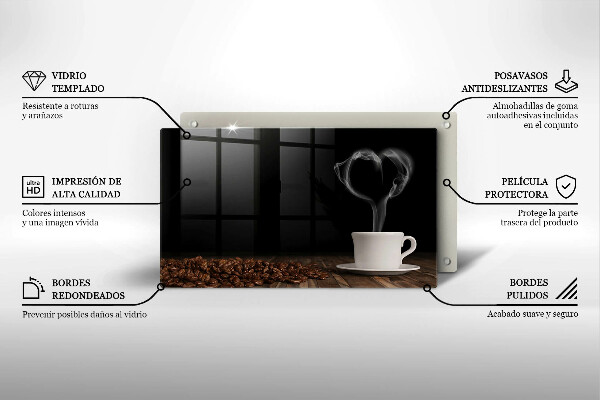 Kryt na plynový sporák Srdce šálky kávy