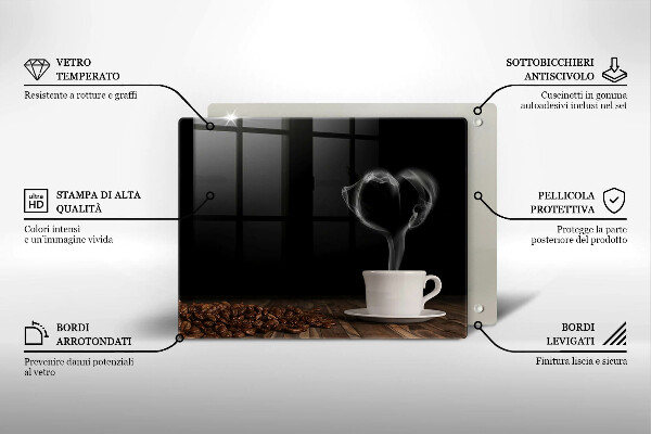 Kryt na plynový sporák Srdce šálky kávy