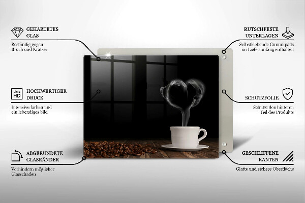 Kryt na plynový sporák Srdce šálky kávy