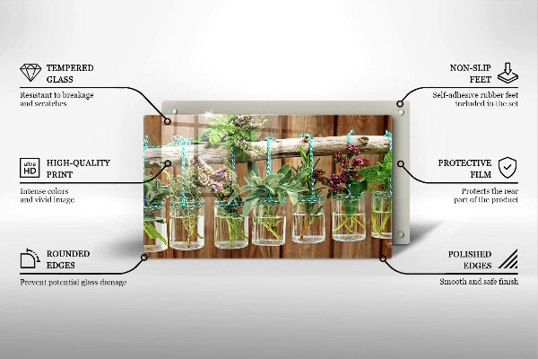 Krycia doska na sklokeramickú varnú dosku Bylinky rastliny ročník
