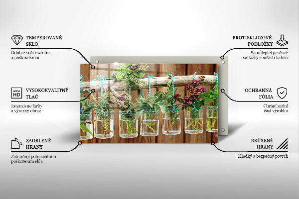 Krycia doska na sklokeramickú varnú dosku Bylinky rastliny ročník