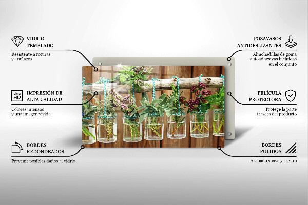 Krycia doska na sklokeramickú varnú dosku Bylinky rastliny ročník