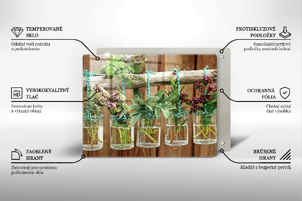 Krycia doska na sklokeramickú varnú dosku Bylinky rastliny ročník