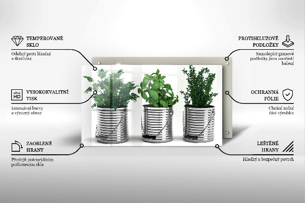Kryt na plynový sporák Črepníky s bylinkami