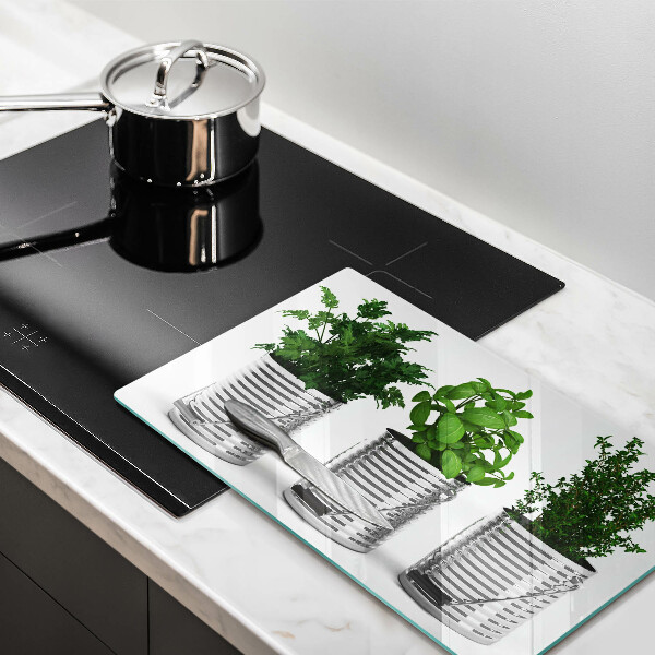 Kryt na plynový sporák Črepníky s bylinkami