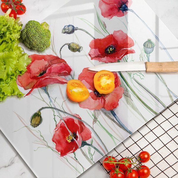 Kryt na plynový sporák Červené kvety maku