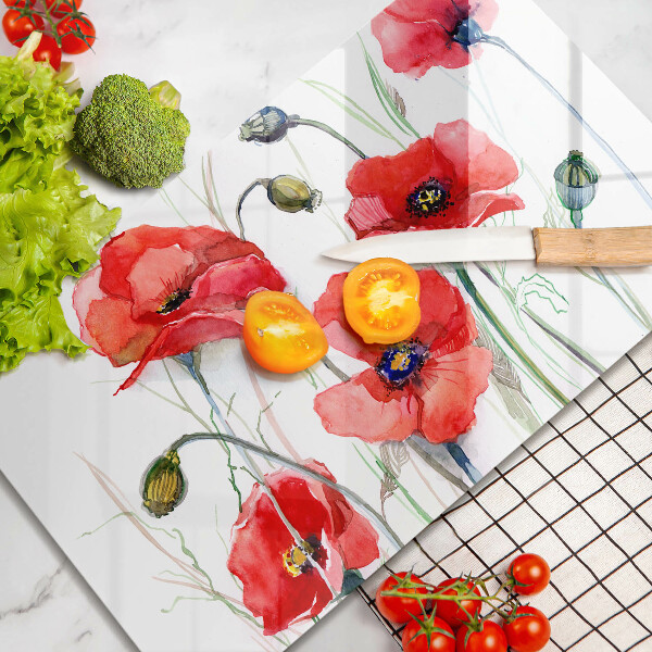 Kryt na plynový sporák Červené kvety maku