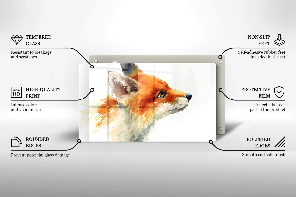 Krycia doska na sklokeramickú varnú dosku Maľovaná líška