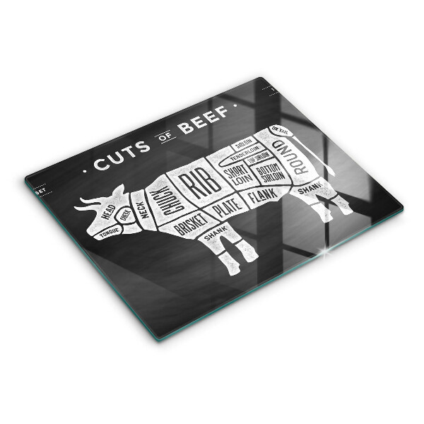 Sklenený kryt za sporák Kravské mäso hovädzie mäso