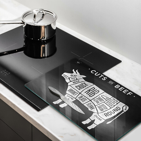 Sklenený kryt za sporák Kravské mäso hovädzie mäso