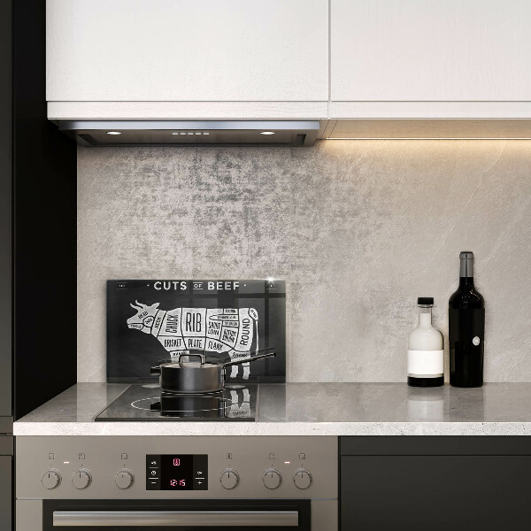 Sklenený kryt za sporák Kravské mäso hovädzie mäso