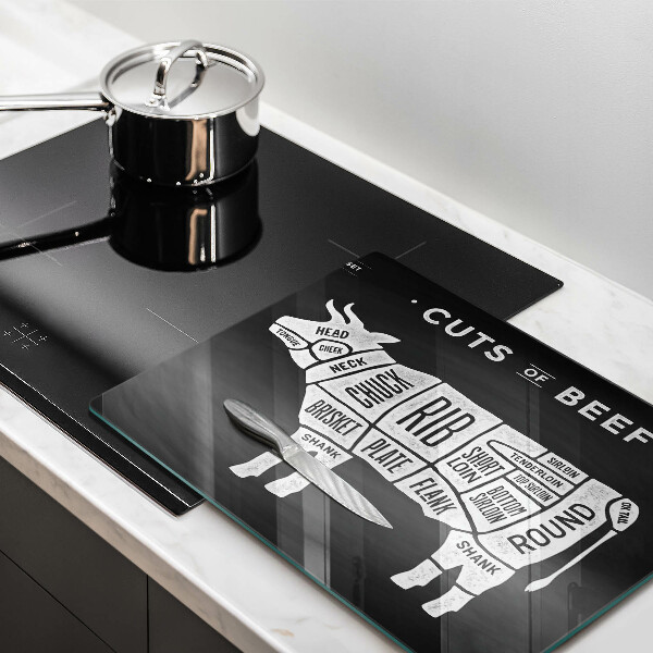 Sklenený kryt za sporák Kravské mäso hovädzie mäso