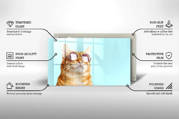 Krycia doska na sklokeramickú varnú dosku Červená mačka s okuliarmi