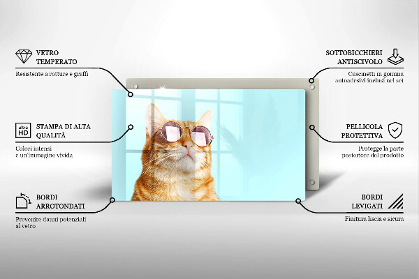 Krycia doska na sklokeramickú varnú dosku Červená mačka s okuliarmi