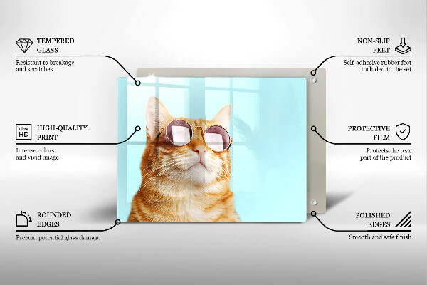 Krycia doska na sklokeramickú varnú dosku Červená mačka s okuliarmi