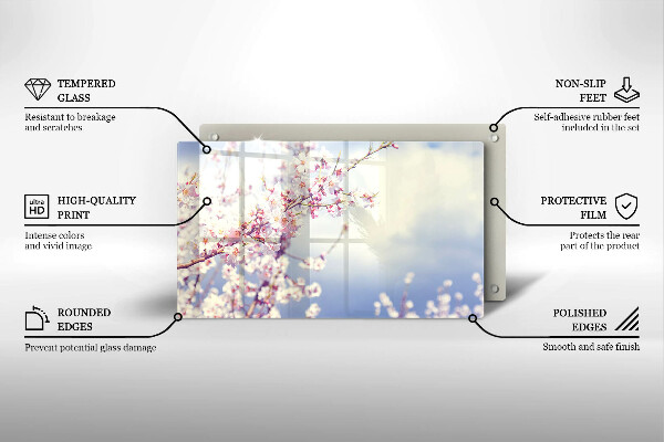 Sklenený kryt za sporák Kvitnúci strom