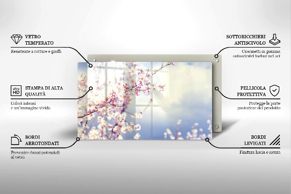 Sklenený kryt za sporák Kvitnúci strom