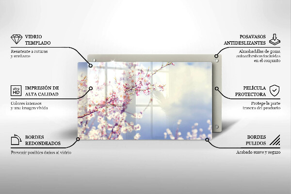 Sklenený kryt za sporák Kvitnúci strom