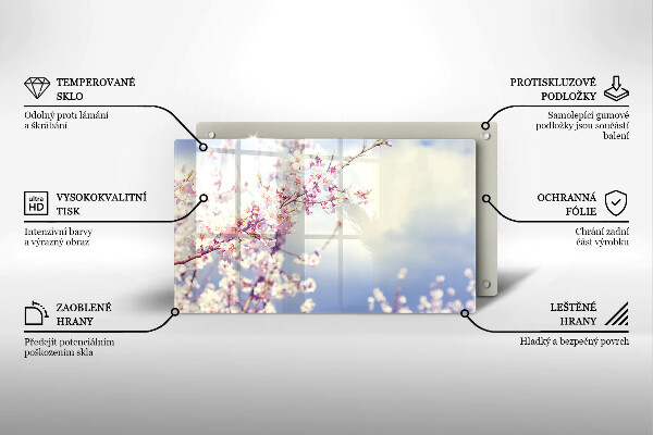 Sklenený kryt za sporák Kvitnúci strom
