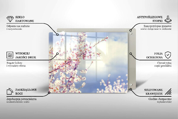 Sklenený kryt za sporák Kvitnúci strom