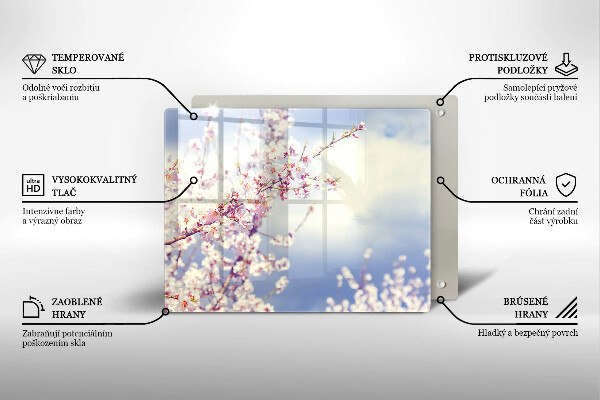 Sklenený kryt za sporák Kvitnúci strom