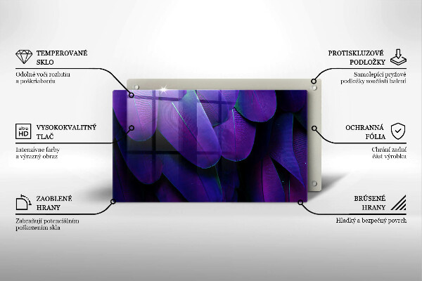 Sklenený kryt za sporák Neónové pierka