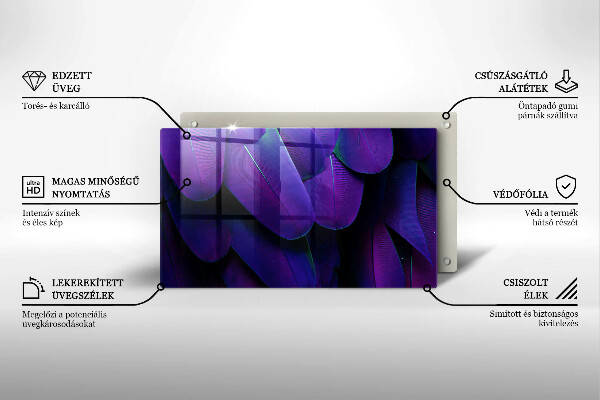 Sklenený kryt za sporák Neónové pierka