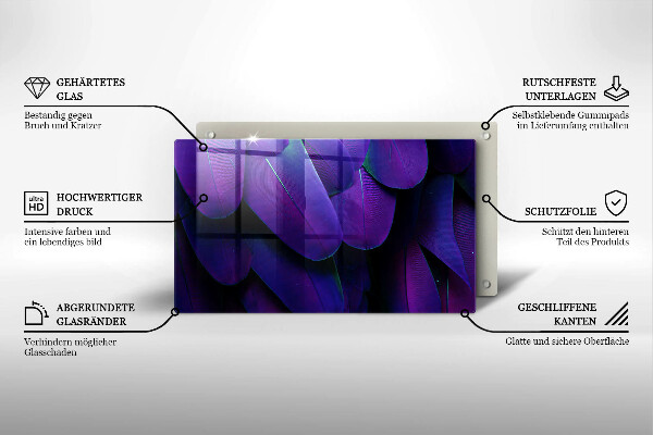 Sklenený kryt za sporák Neónové pierka
