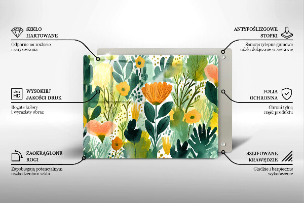 Sklenený kryt za sporák Maľované kvety