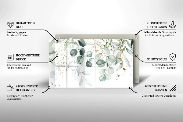 Sklenený kryt za sporák Maľované rastliny