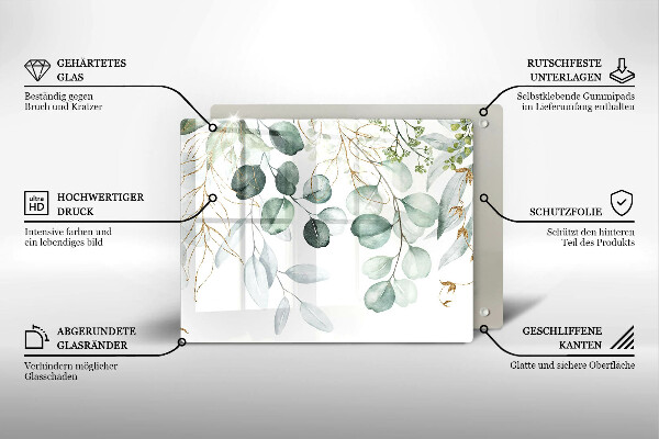 Sklenený kryt za sporák Maľované rastliny