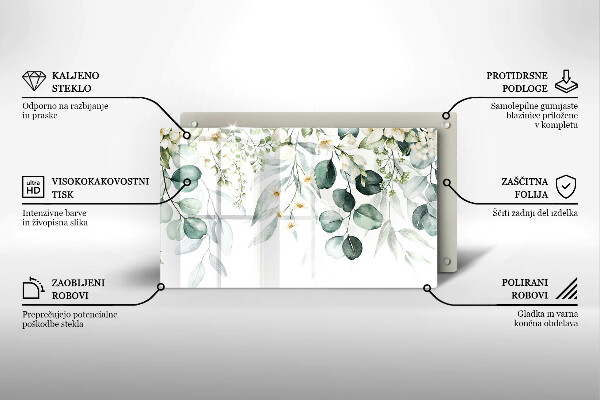 Sklenený kryt za sporák Akvarelové rastliny