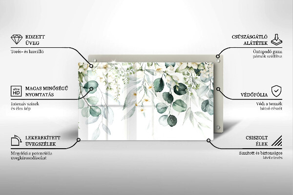 Sklenený kryt za sporák Akvarelové rastliny