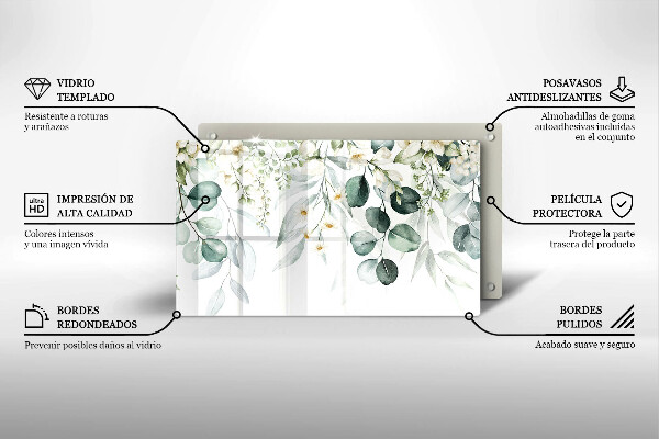 Sklenený kryt za sporák Akvarelové rastliny