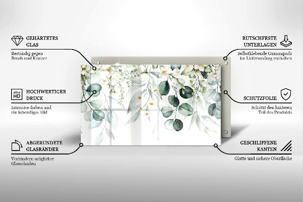 Sklenený kryt za sporák Akvarelové rastliny