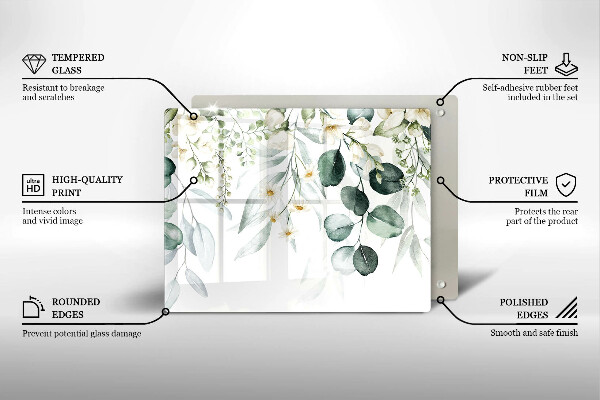 Sklenený kryt za sporák Akvarelové rastliny