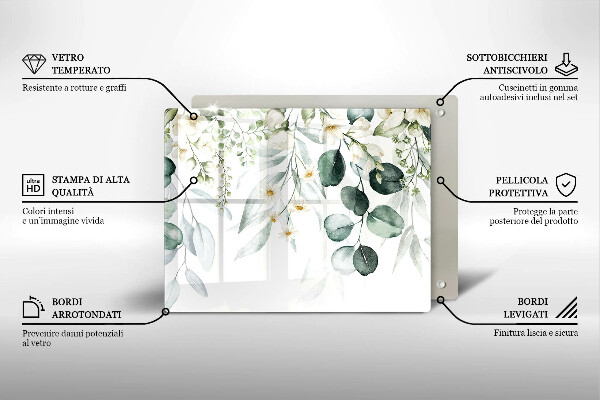 Sklenený kryt za sporák Akvarelové rastliny