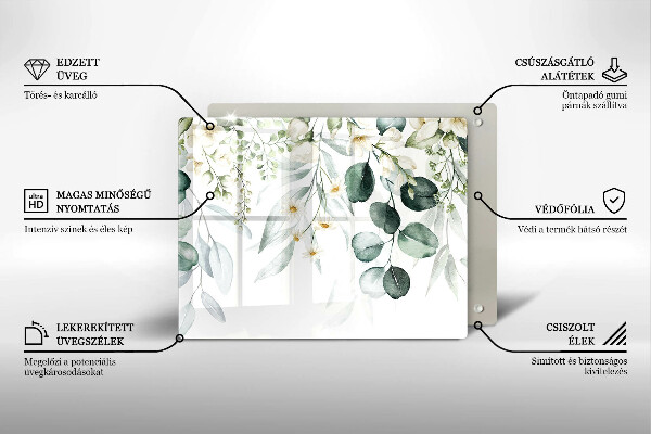 Sklenený kryt za sporák Akvarelové rastliny