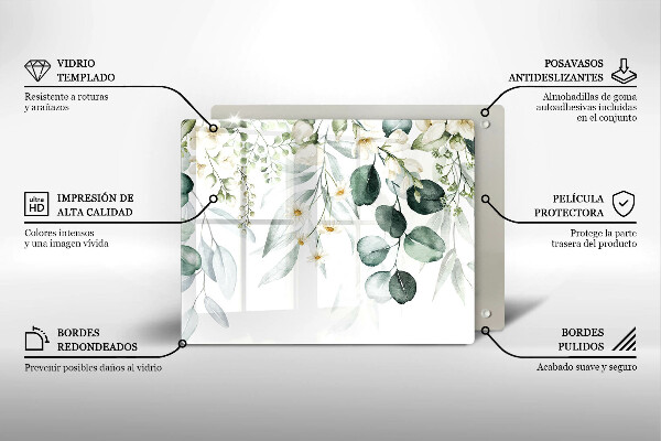 Sklenený kryt za sporák Akvarelové rastliny