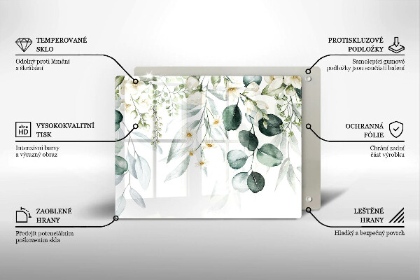 Sklenený kryt za sporák Akvarelové rastliny