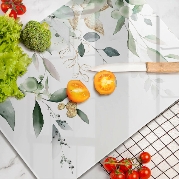 Sklenený kryt za sporák Akvarelové listy