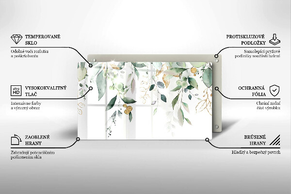 Sklenený kryt za sporák Akvarelové listy
