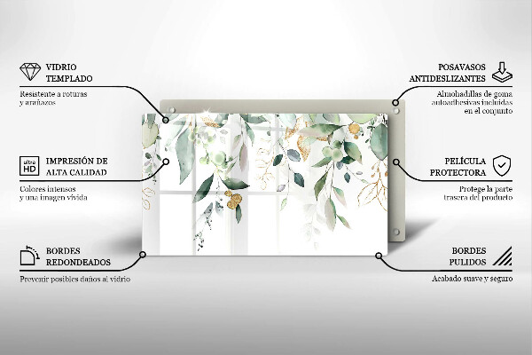 Sklenený kryt za sporák Akvarelové listy