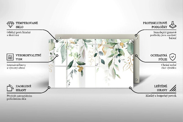 Sklenený kryt za sporák Akvarelové listy