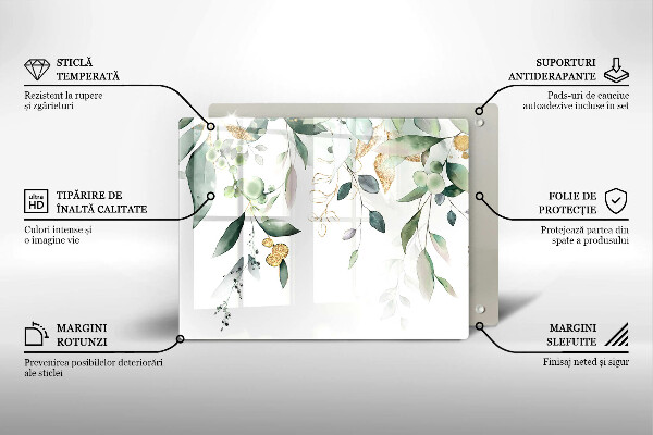 Sklenený kryt za sporák Akvarelové listy