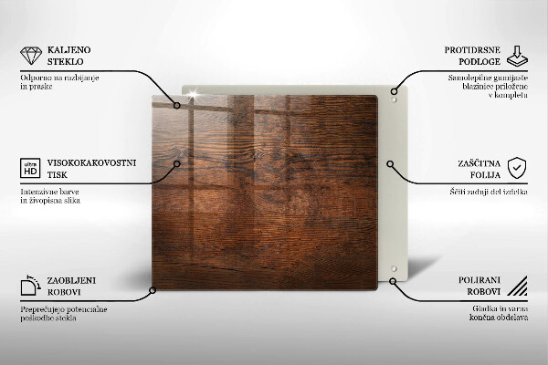 Kalené sklo za sporák Doska z tmavého dreva