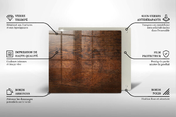 Kalené sklo za sporák Doska z tmavého dreva