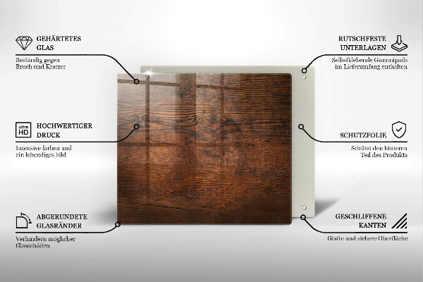 Kalené sklo za sporák Doska z tmavého dreva