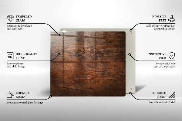 Kalené sklo za sporák Doska z tmavého dreva