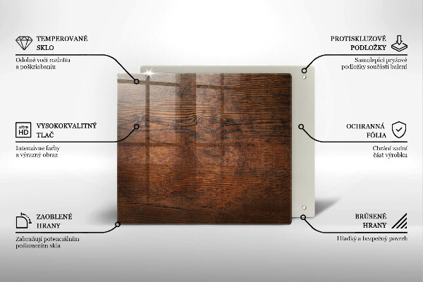Kalené sklo za sporák Doska z tmavého dreva